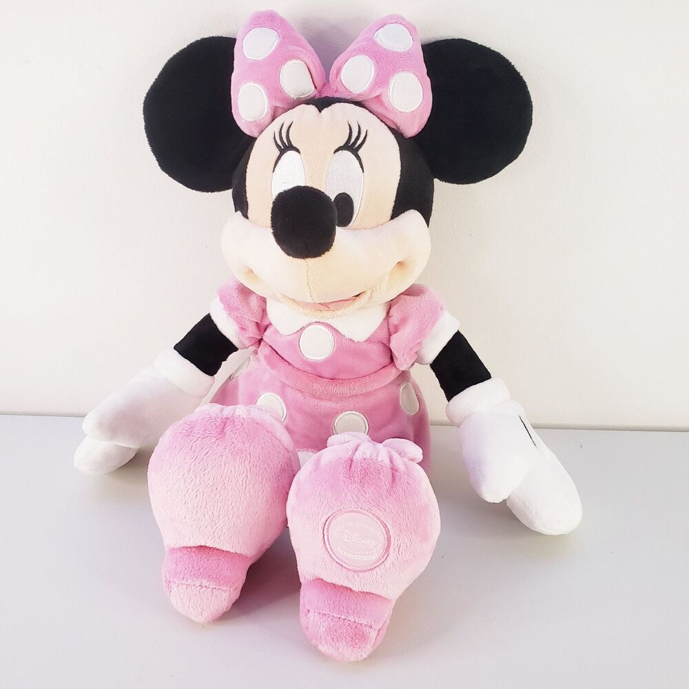 18" Minnie Mouse Plush Pink Dress Polka Dot Stuffed Animal Doll Toy Disney Store
